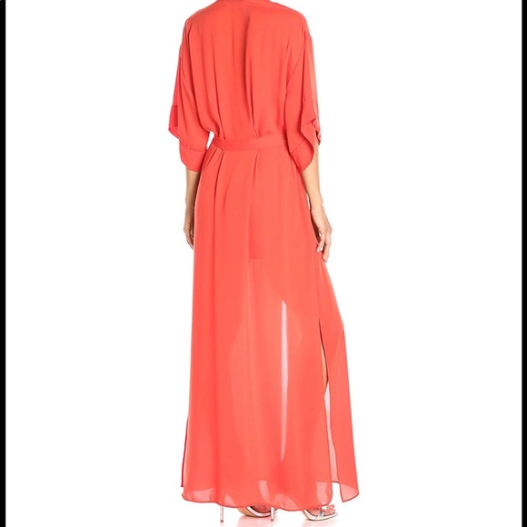 Halston Heritage Orange Kimono Gown Size 2 - Picture 4 of 8